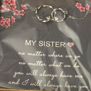 Silver Sister Necklace with Heart Charm • Brand: AnalysisyLove •